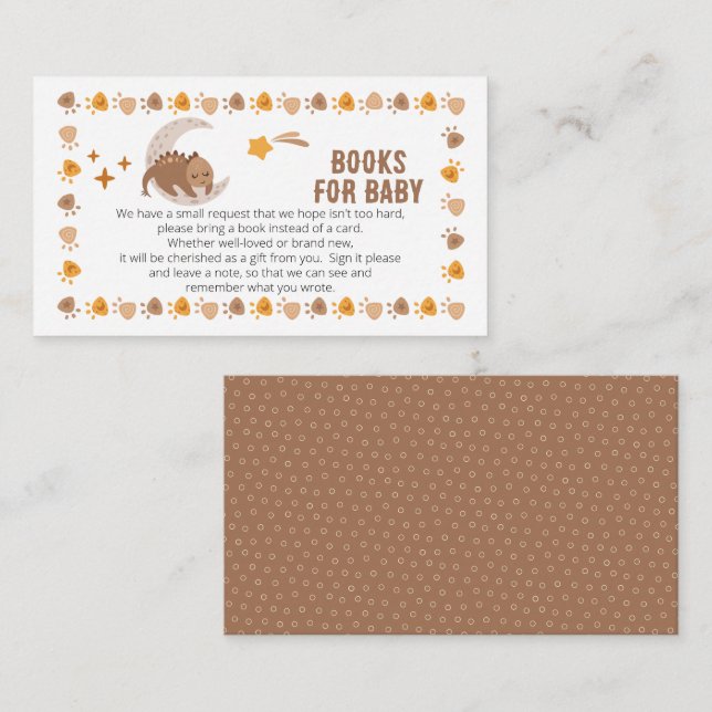 Tarjeta De Recepción Pequeños libros de Baby Shower de dinosaurios para (Anverso / Reverso)