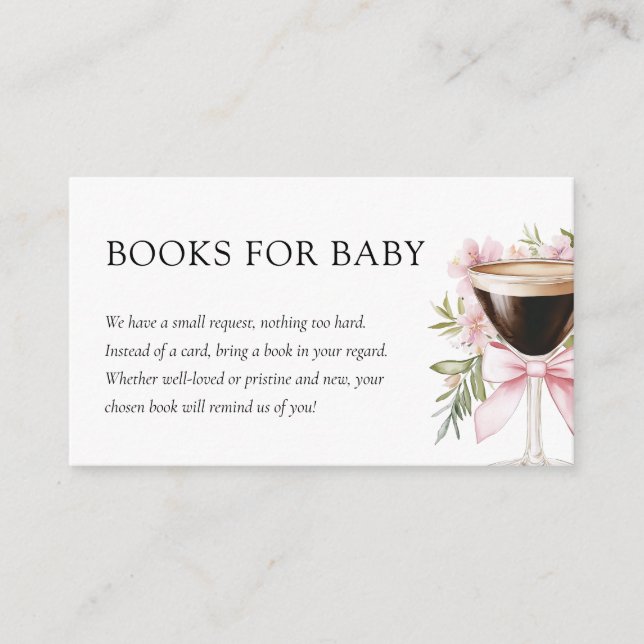 Tarjeta De Recepción Pequeños libros de Baby Shower de Espresso Martini (Anverso)