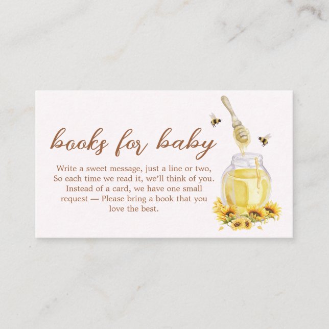 Tarjeta De Recepción Pequeños libros de Baby Shower de miel para bebé (Anverso)