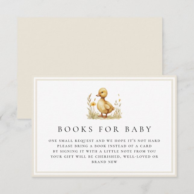 Tarjeta De Recepción Pequeños libros de Baby Shower de pato para bebé (Anverso / Reverso)