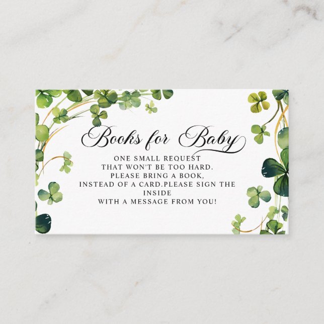 Tarjeta De Recepción Pequeños libros de Baby Shower de Shamrock para be (Anverso)
