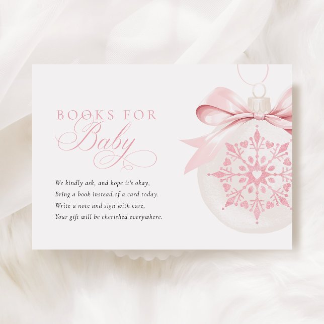 Tarjeta De Recepción Pequeños libros de Baby Shower rosados con copos d (Subido por el creador)