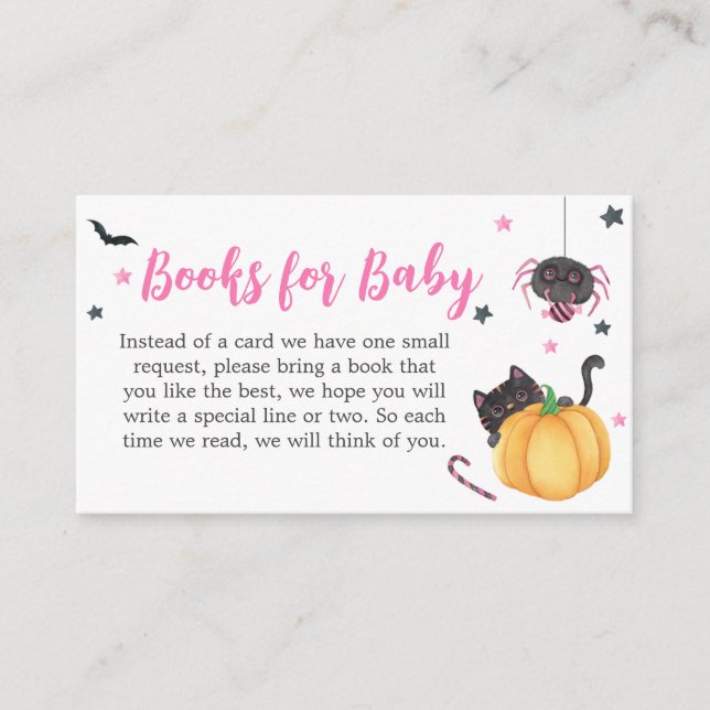 Tarjeta De Recepción Pequeños libros de Baby Shower rosados para bebé (Anverso)