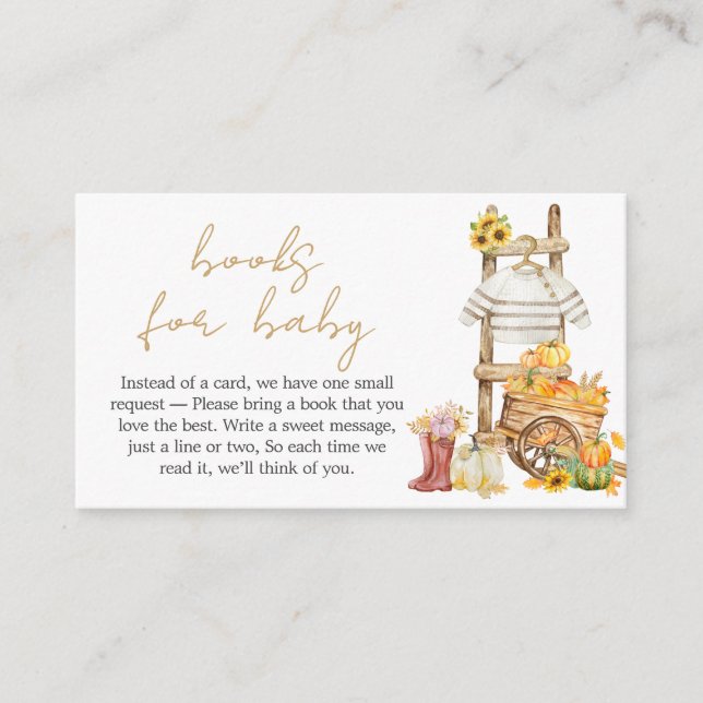 Tarjeta De Recepción Pequeños libros de Baby Shower rústicos de calabaz (Anverso)