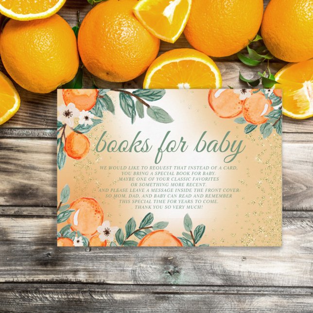 Tarjeta De Recepción Pequeños libros de Baby Shower verdes de Naranja c (Subido por el creador)