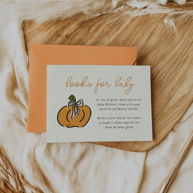 Tarjeta De Recepción Pequeños libros de calabaza para bebé Baby Shower (Cute pumpkin baby shower books for baby enclosure card.)