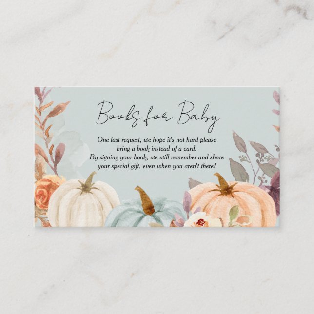 Tarjeta De Recepción Pequeños libros de calabaza para bebé caen Baby Sh (Anverso)