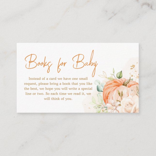 Tarjeta De Recepción Pequeños libros de calabaza para bebé, naranja Flo (Anverso)