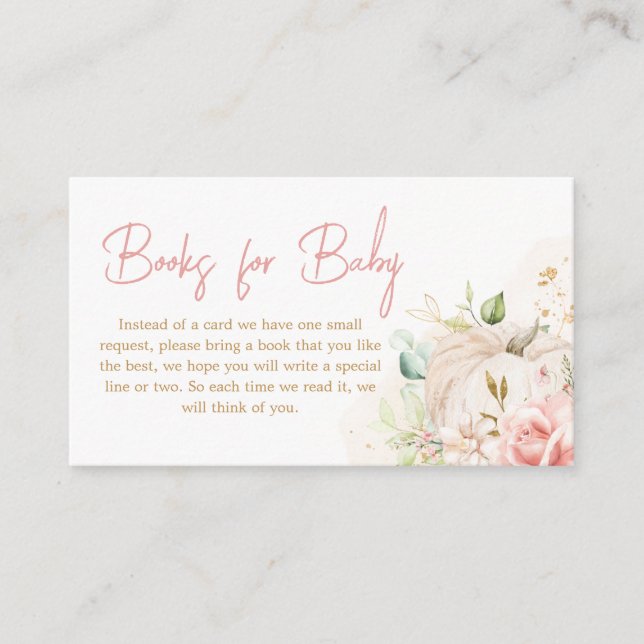 Tarjeta De Recepción Pequeños libros de calabaza para bebés con flores  (Anverso)