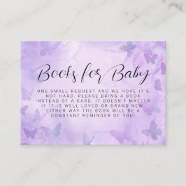 Tarjeta De Recepción Pequeños libros de ducha morada con mariposa para