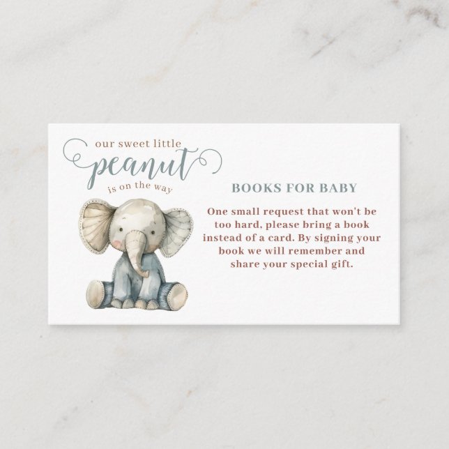 Tarjeta De Recepción Pequeños Libros De Elefantes De Nene Azules Para E (Anverso)