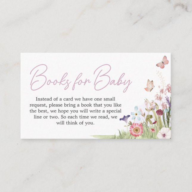 Tarjeta De Recepción Pequeños libros de flores silvestres de mariposa p (Anverso)