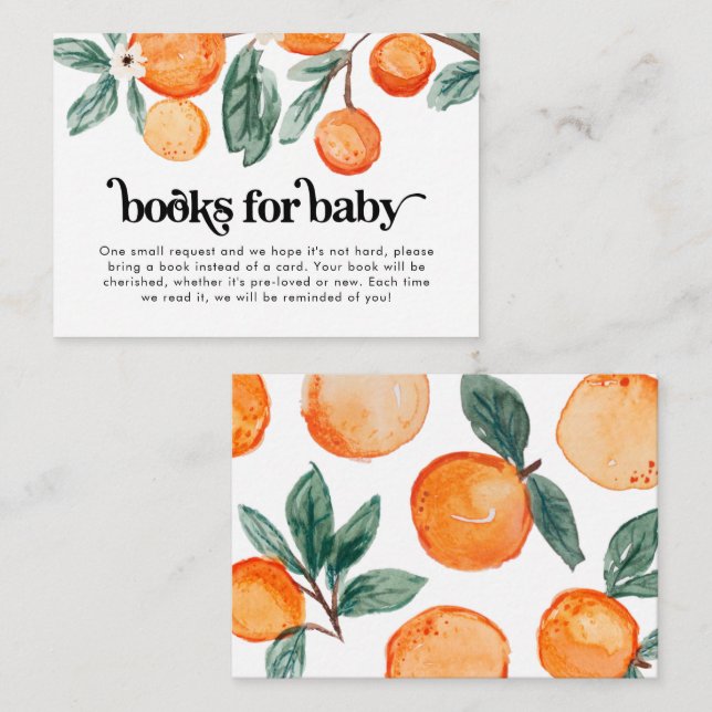 Tarjeta De Recepción Pequeños libros de Naranjas cortos para bebé (Anverso / Reverso)