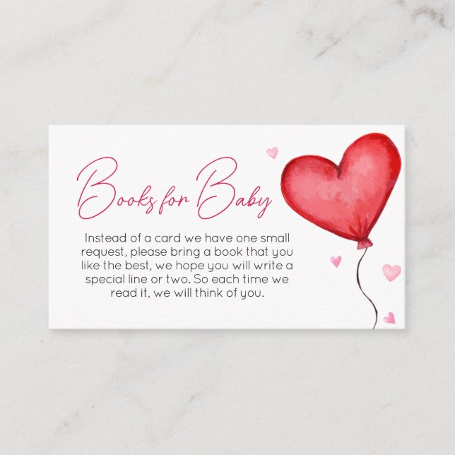 Tarjeta De Recepción Pequeños libros de San Valentín rojo para el bebé (Anverso)