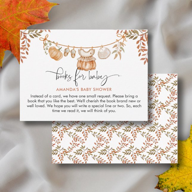 Tarjeta De Recepción Pequeños libros para calabaza caen en Baby Shower (Subido por el creador)