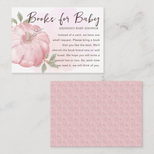 Tarjeta De Recepción Pequeños libros para calabaza caen en Baby Shower (Anverso / Reverso)