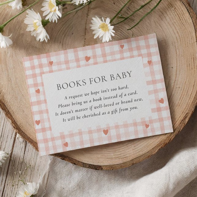 Tarjeta De Recepción Pequeños libros rosados de Gingham para bebé (Subido por el creador)