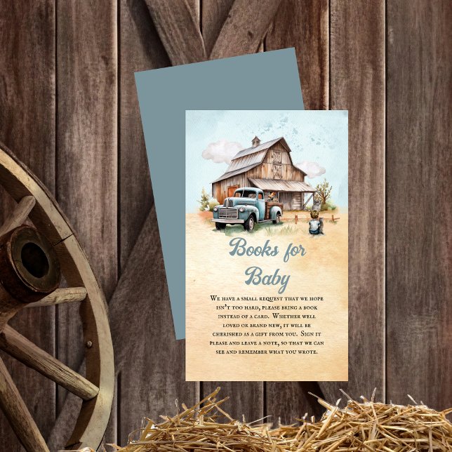 Tarjeta De Recepción Pequeños pequeños agricultores libros de Baby Show (Boy Baby Shower "Books for Baby" Insert Card -- "A Cute Little Farmer Is On His Way!" Collection)