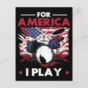 Tarjeta De Recepción Percusionista Tambor Batería Bandera Americana Pat