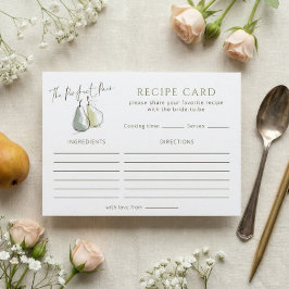 Tarjeta De Recepción Perfect Pair Pear Bridal Shower Recipe Card