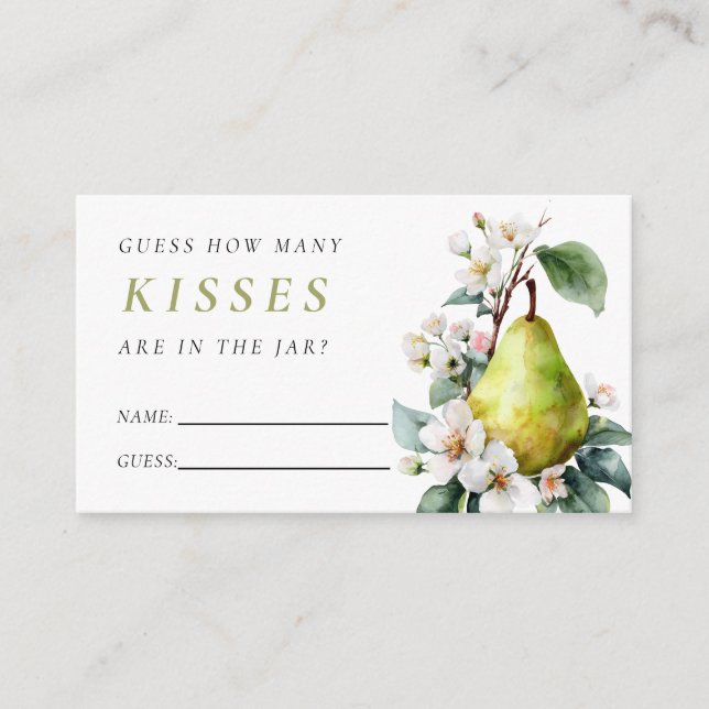 Tarjeta De Recepción Perfect Pear Cuántas Besas Ducha Bridal (Anverso)