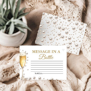 Tarjeta De Recepción Perlas y botella de Prosecco Mensaje Ducha de novi