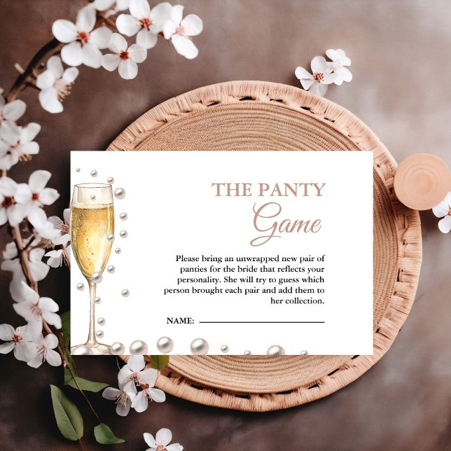 Tarjeta De Recepción Perlas y juego de ducha de novia en Prosecco Panty (Subido por el creador)