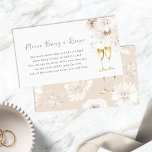 Tarjeta De Recepción Perlas y Prosecco<br><div class="desc">Eleva tu celebración con nuestra tarjeta de inscripción Pearls y Prosecco 'Por favor trae una receta'. Con una delicada crema de moda boho color agua y flores de bronceado adornadas con bonitas perlas y copas de champán con polvo de oro, esta colección exuda sofisticación eterna. Perfecto para una aventura de...</div>