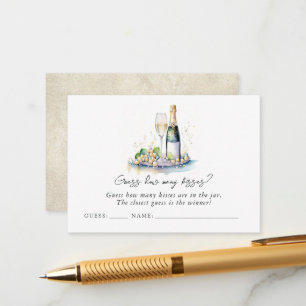 Tarjeta De Recepción Perlas y Prosecco "¿Adivina Cuántos Besos?" Nupcia