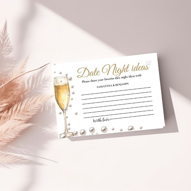 Tarjeta De Recepción Perlas y prosecco citas ideas nocturnas ducha de n (Subido por el creador)