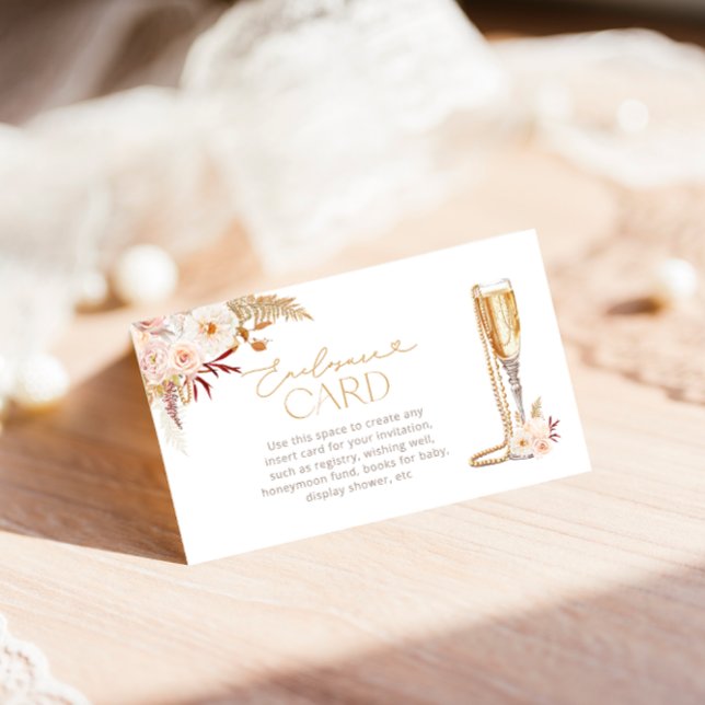 Tarjeta De Recepción Perlas y prosecco con Personalizado floral ducha d (Subido por el creador)