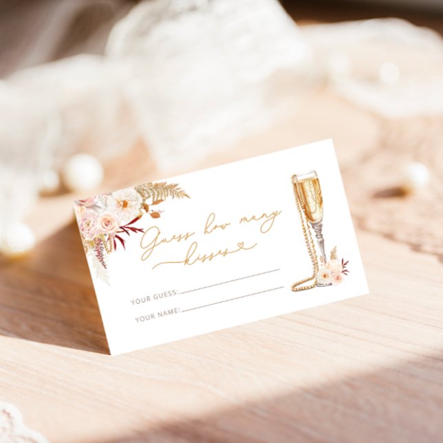 Tarjeta De Recepción Perlas y prosecco cuántos besos de juego de novias (Subido por el creador)