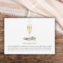 Tarjeta De Recepción Perlas y Prosecco Elegante Vegetación Ducha Bridal