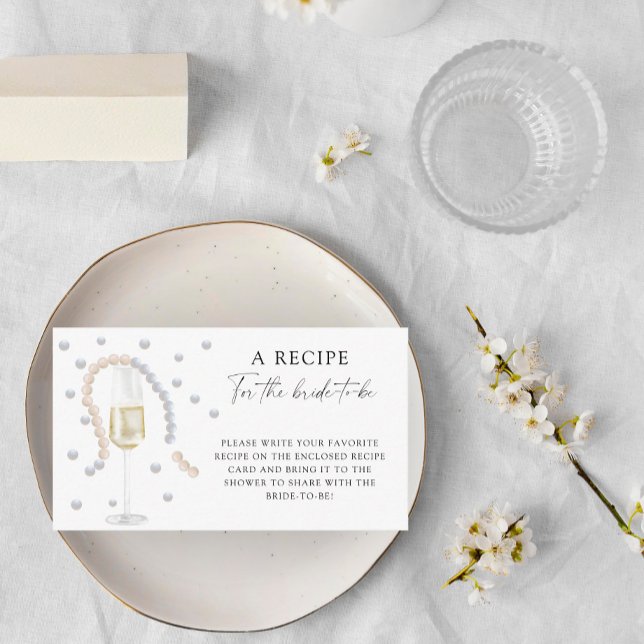 Tarjeta De Recepción Perlas y Prosecco - Receta para que la novia sea (Subido por el creador)