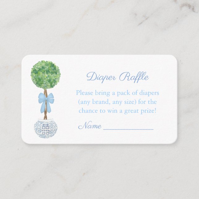 Tarjeta De Recepción Perrito Topiary Diaper Raffle Baby Shower For Boy (Anverso)