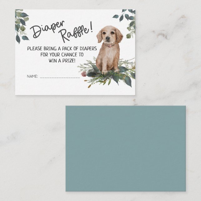 Tarjeta De Recepción Perro bebé Ducha Diaper Raffle (Anverso / Reverso)