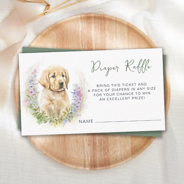 Tarjeta De Recepción Perro de cachorro acuarela Diaper Raffle Baby Show (Subido por el creador)