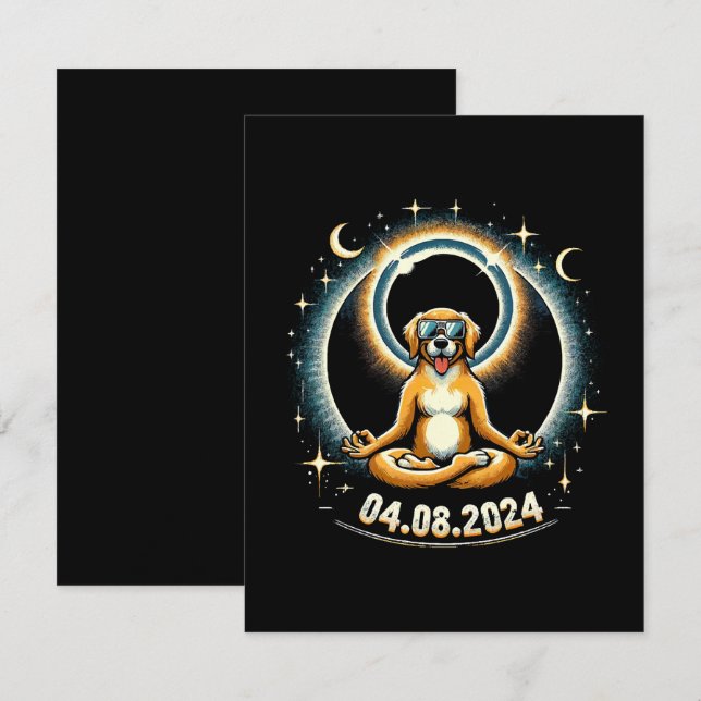 Tarjeta De Recepción Perro del eclipse solar de 2024 (Anverso / Reverso)
