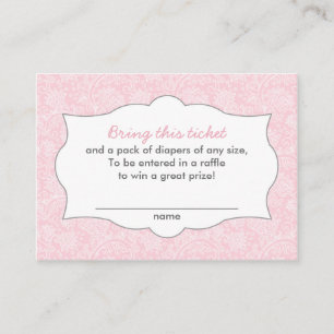 Tarjeta De Recepción Personalizable de boletos de Raffle Dasask Rosado