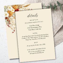 Tarjeta De Recepción Personalizable Terracotta Rust Boho Fall Wedding