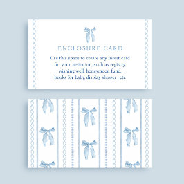 Tarjeta De Recepción Personalizado Baby Shower Blue Bow Boy