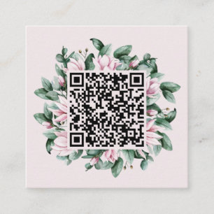 Tarjeta De Recepción Personalizado Código QR Magnolia Flower Frame Boda