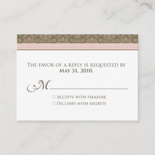 Tarjeta De Recepción :personalizado: Damasco de chocolate/rosa 3.5x2.5"
