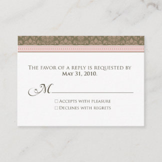 Tarjeta De Recepción :personalizado: Damasco de chocolate/rosa 3.5x2.5"