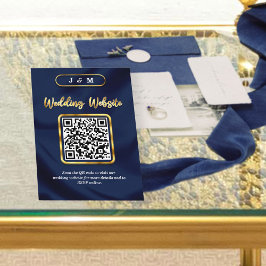 Tarjeta De Recepción Personalizado de código QR de Navy Blue & Gold Bod