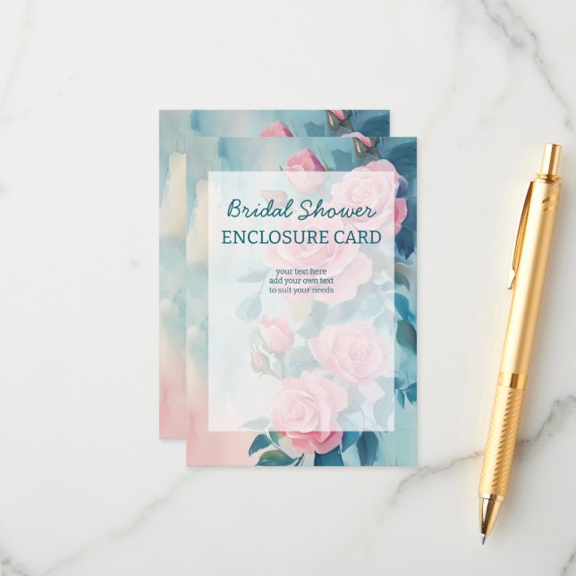 Tarjeta De Recepción Personalizado de ducha de novia pintado con rosas  (Anverso/Reverso In Situ)