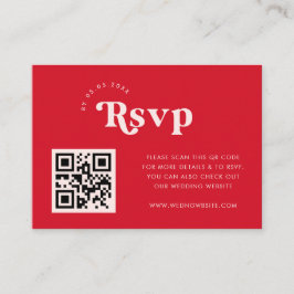 Tarjeta De Recepción Personalizado de guión rojo rosado QR Boda de cód