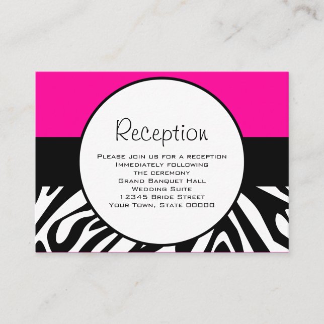 Tarjeta De Recepción Personalizado de impresión de cebra suave Informac (Anverso)