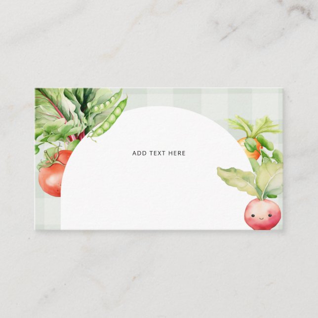 Tarjeta De Recepción Personalizado de verduras infantiles de producción (Anverso)