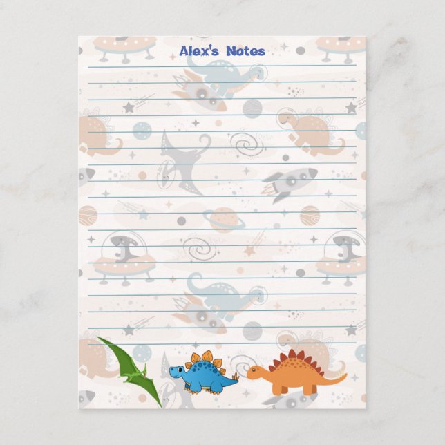 Tarjeta De Recepción Personalizado Dinosaur Learning Notecard (Anverso)